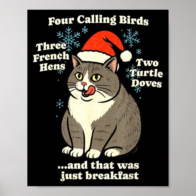 Funny Christmas Cat Meme Caroling Holiday Santa Ha Poster (Vorne)