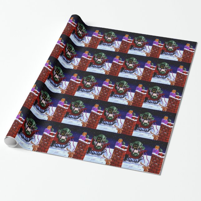Funny Christmas Cat Mouse Creationarts Geschenkpapier (Ungerollt)