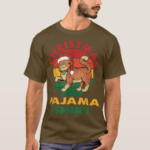 Funny Christmas Cat Pajama Xmas T-Shirt