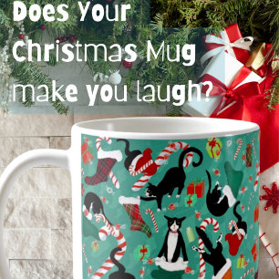 Funny Christmas Cat Raid Strumpf Personalisiert Kaffeetasse