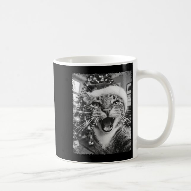 Funny Christmas Cat Selfie  Kaffeetasse (Rechts)