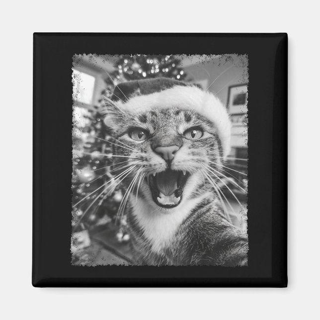 Funny Christmas Cat Selfie  Magnet (Vorne)