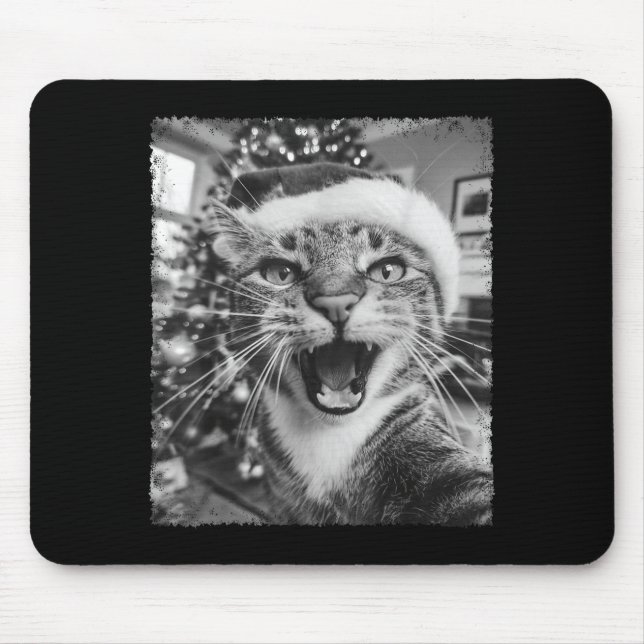 Funny Christmas Cat Selfie  Mousepad (Vorne)