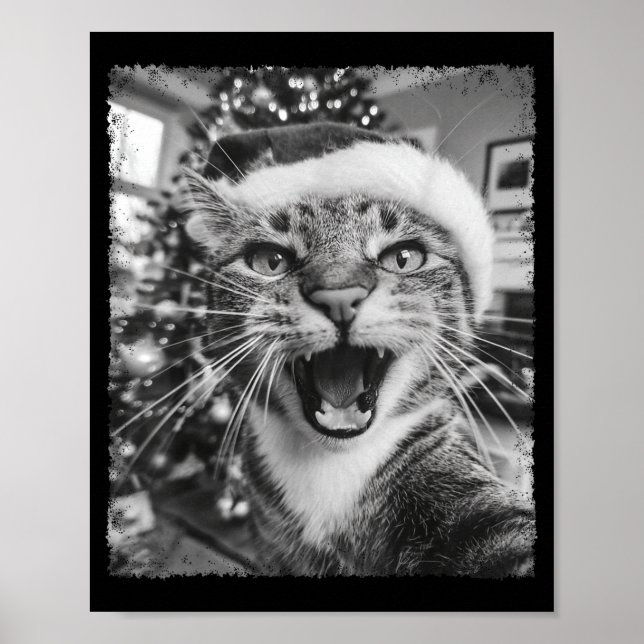 Funny Christmas Cat Selfie  Poster (Vorne)