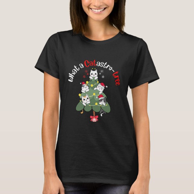 Funny Christmas Cat Tree Was für ein T-Shirt (Vorderseite)
