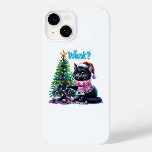 Funny Christmas Cat Was mit Baumsticker Case-Mate iPhone Hülle (Rückseite)