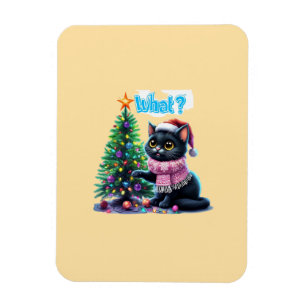 Funny Christmas Cat Was mit Baumsticker Magnet