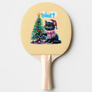 Funny Christmas Cat Was mit Baumsticker Tischtennis Schläger
