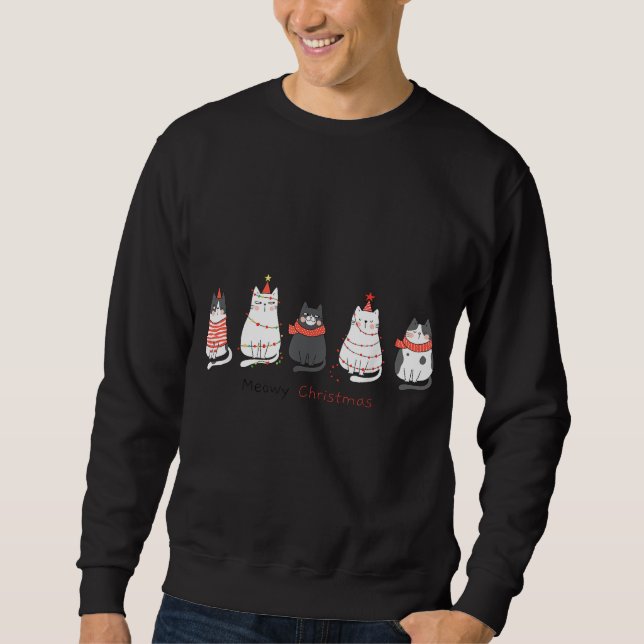 Funny Christmas Cats - Matching Family Meowy Pajam Sweatshirt (Vorderseite)