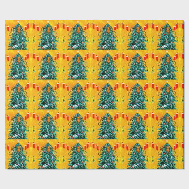 Funny Christmas Cats Tree  Creationarts Geschenkpapier (Saum)