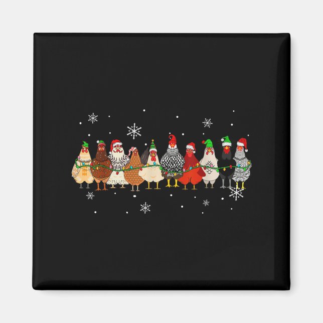 Funny Christmas Chickens Xmas Chicken Farm Animals Magnet (Vorne)