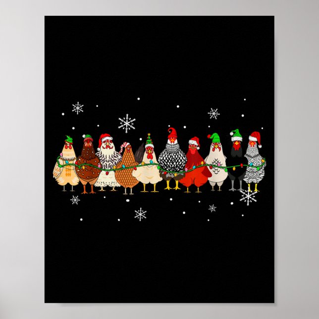 Funny Christmas Chickens Xmas Chicken Farm Animals Poster (Vorne)