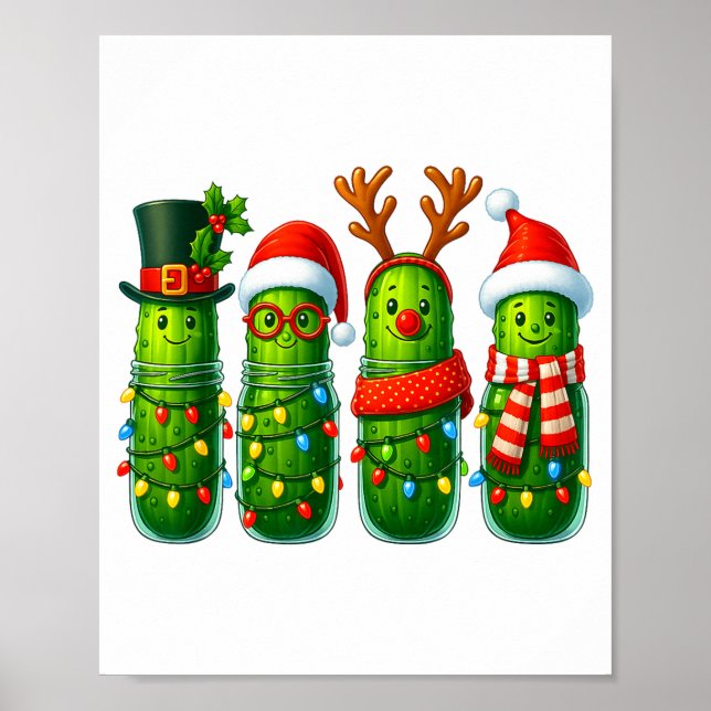 Funny Christmas Ckles With Santa Hats And Lights  Poster (Vorne)