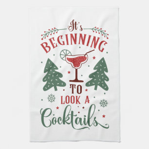 Funny Christmas Cocktail Wortart Geschirrtuch