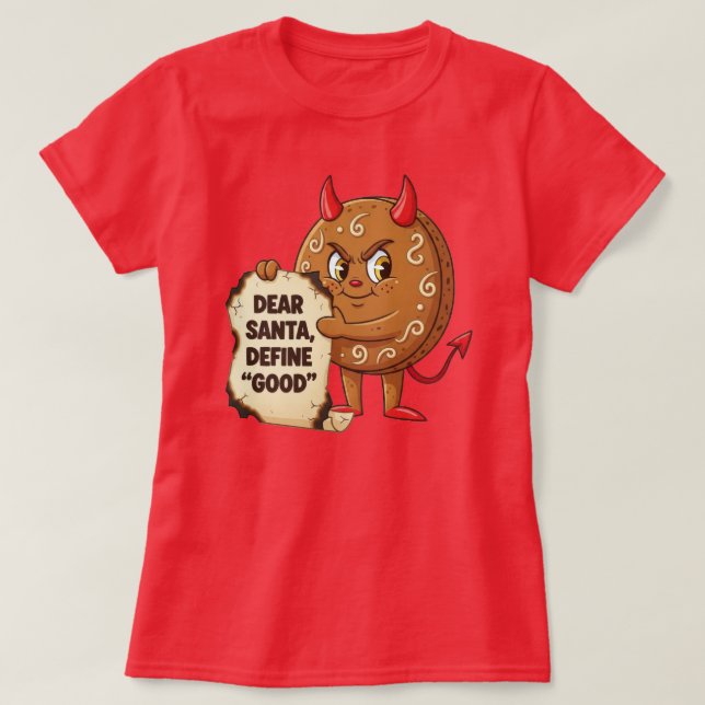 Funny Christmas Cookie Character T-Shirt (Design vorne)