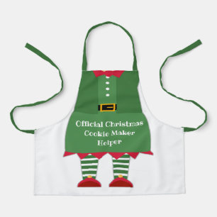 Funny Christmas Cookie Maker Helper Elf Green Red Schürze