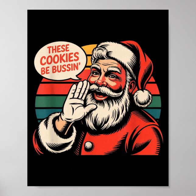 Funny Christmas Cookies Meme Brainrot Santa Claus  Poster (Vorne)