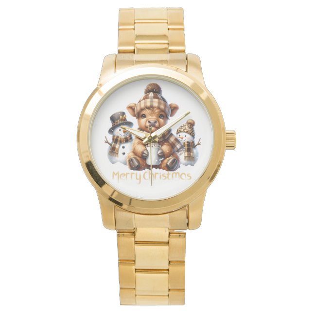 Funny Christmas Cow Watch Armbanduhr (Vorderseite)
