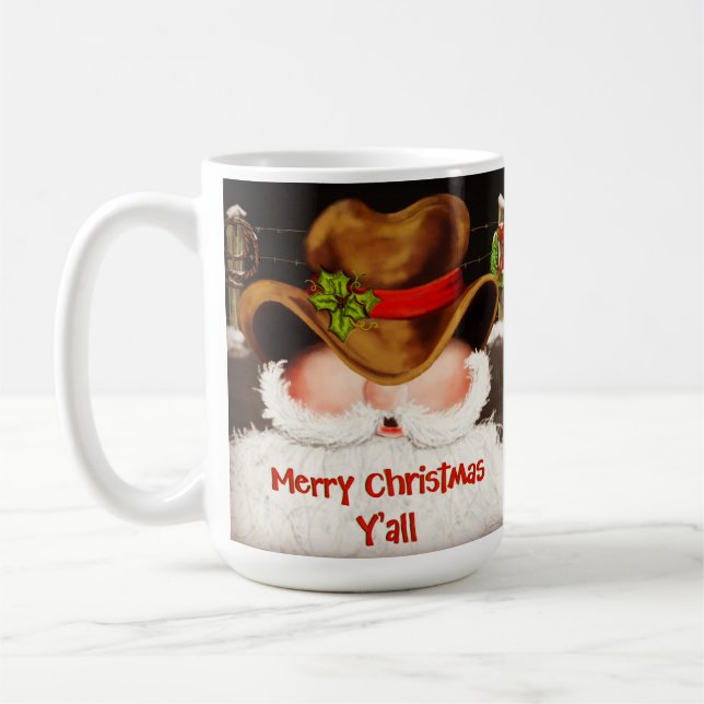 Funny Christmas Cowboy Santa Kaffeetasse (Links)