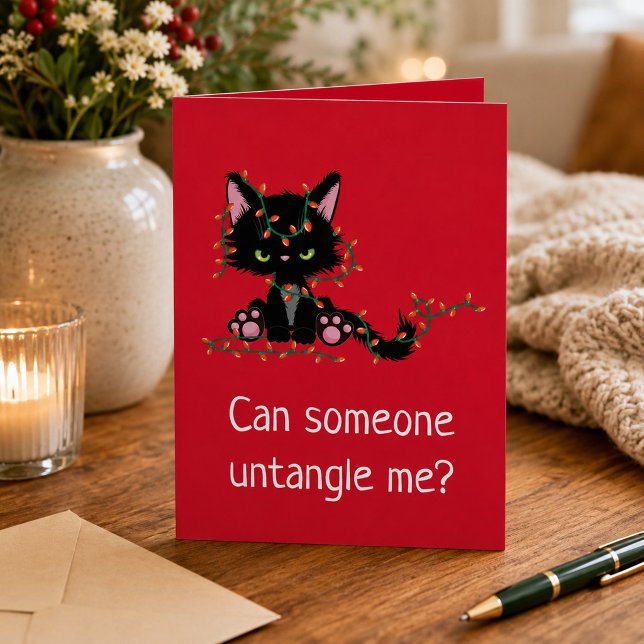 Funny Christmas Cranky Cat Karte (Von Creator hochgeladen)