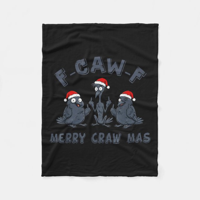 Funny Christmas Crow Graphic – F-caw-f Merry Craw  Fleecedecke (Vorderseite)