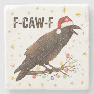 Funny Christmas Crow Raven F-CAW- F Steinuntersetzer
