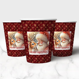 Funny Christmas Cups with Santa Claus and Rudolph Pappbecher