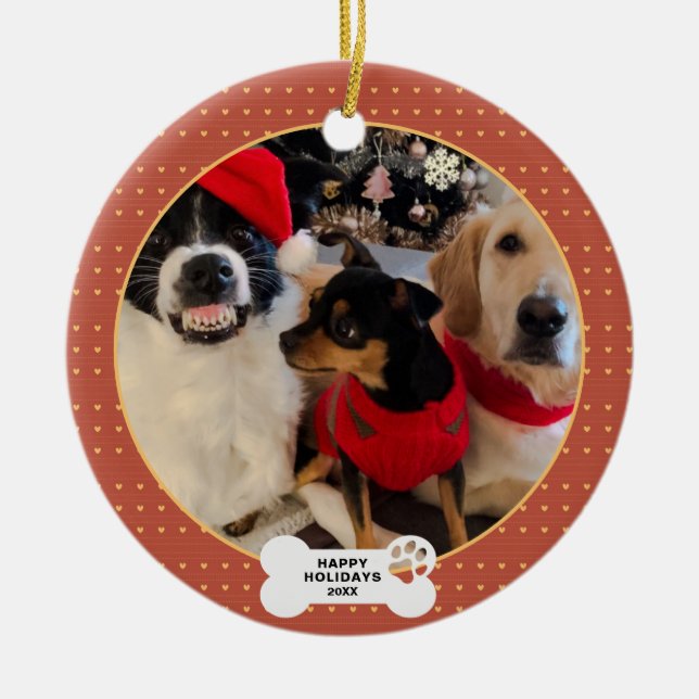 Funny Christmas Custom Pet Foto Keramik Ornament (Vorne)