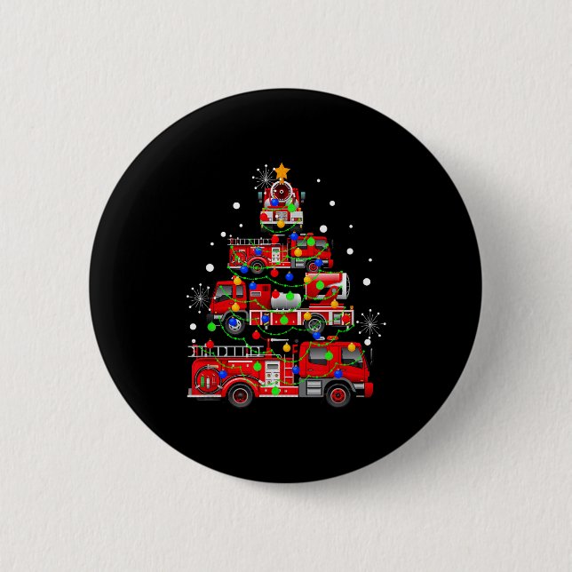 Funny Christmas Decor Firefighter Truck Christmas  Button (Vorderseite)