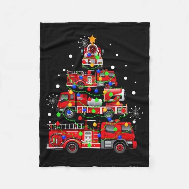 Funny Christmas Decor Firefighter Truck Christmas  Fleecedecke (Vorderseite)