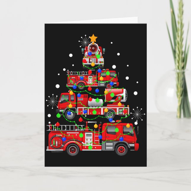 Funny Christmas Decor Firefighter Truck Christmas  Karte (Vorderseite)