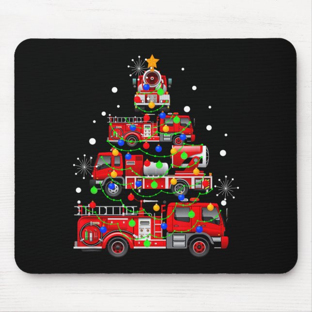 Funny Christmas Decor Firefighter Truck Christmas  Mousepad (Vorne)