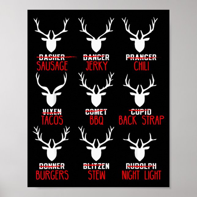 Funny Christmas Deer Hunters All Of Santa's Reinde Poster (Vorne)