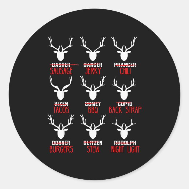 Funny Christmas Deer Hunters All Of Santa's Reinde Runder Aufkleber (Vorderseite)