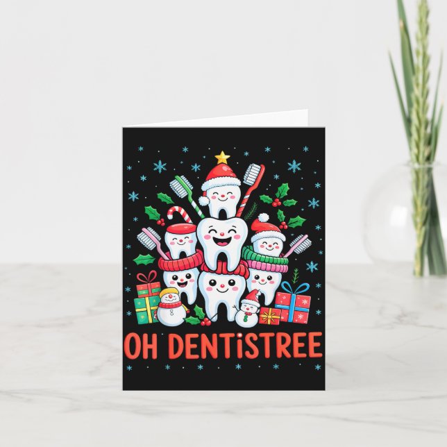 Funny Christmas Dentist Xmas Dental Oh Dentistree  Karte (Vorderseite)