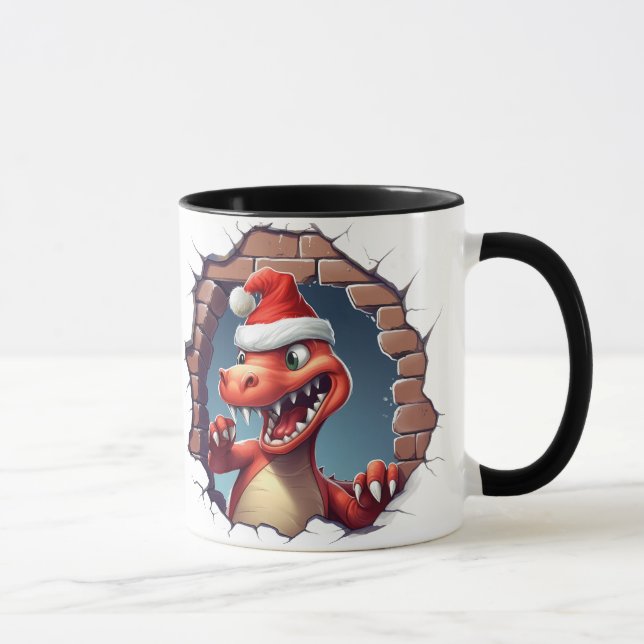 Funny Christmas Dino Cracked Classic Coffee Tasse (Rechts)