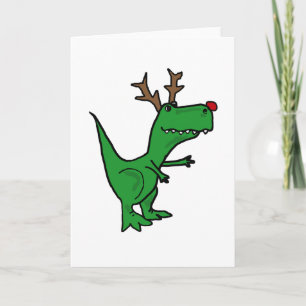 Funny Christmas Dinosaur als Rentier Feiertagskarte