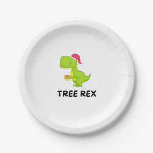 Funny Christmas Dinosaur Rex Pappteller