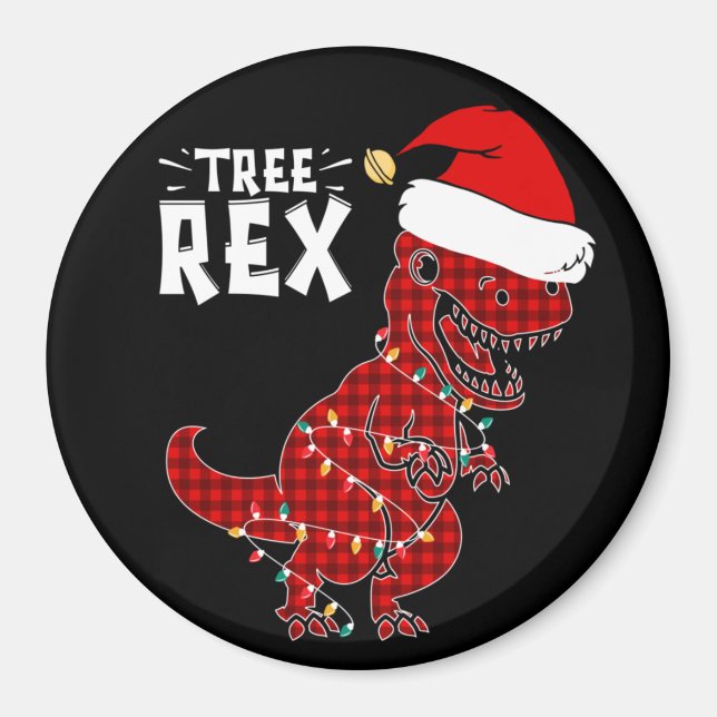 Funny Christmas Dinosaur Tree Rex Magnet (Vorne)