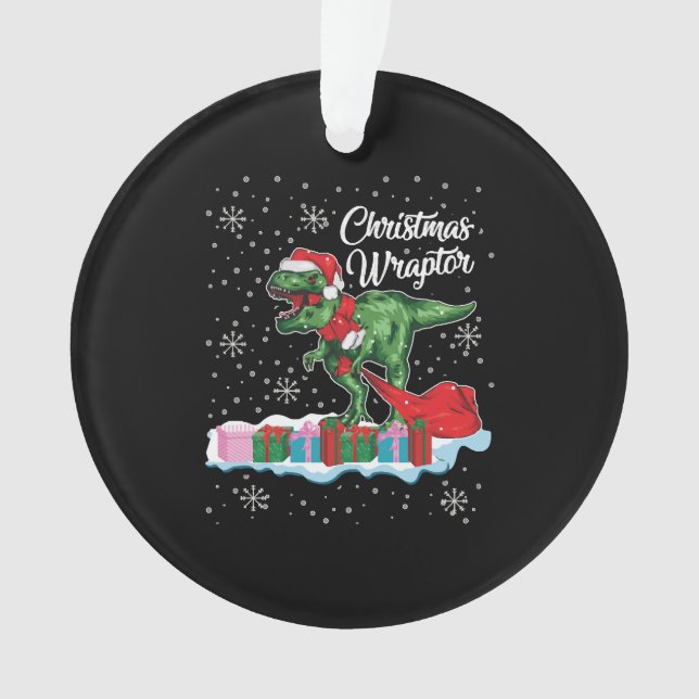 Funny Christmas Dinosaur Wraptor Velociraptor Ornament (Vorderseite)