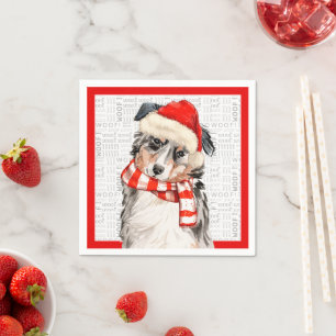Funny Christmas Dog Australian Shepherd Party Serviette