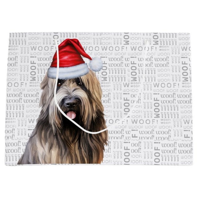 Funny Christmas Dog Briard Shepherd Holiday Große Geschenktüte (Vorderseite)