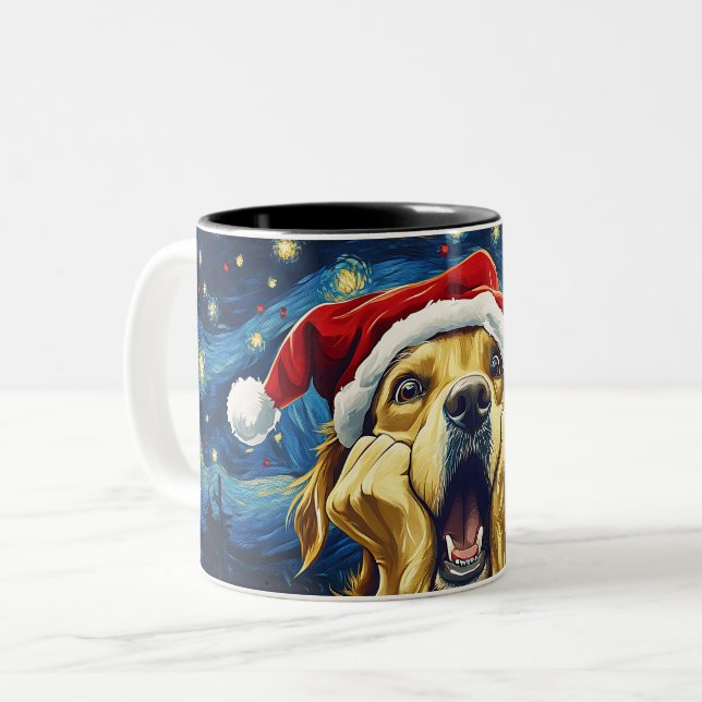 Funny Christmas dog Mugs Wird Merry Christmas Mug Zweifarbige Tasse (Vorderseite Links)