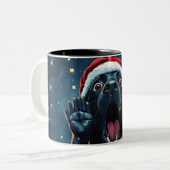 Funny Christmas dog Mugs Wird Merry Christmas Mug Zweifarbige Tasse (Vorderseite Links)