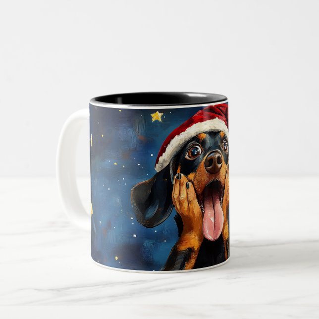 Funny Christmas dog Mugs Wird Merry Christmas Mug Zweifarbige Tasse (Vorderseite Links)