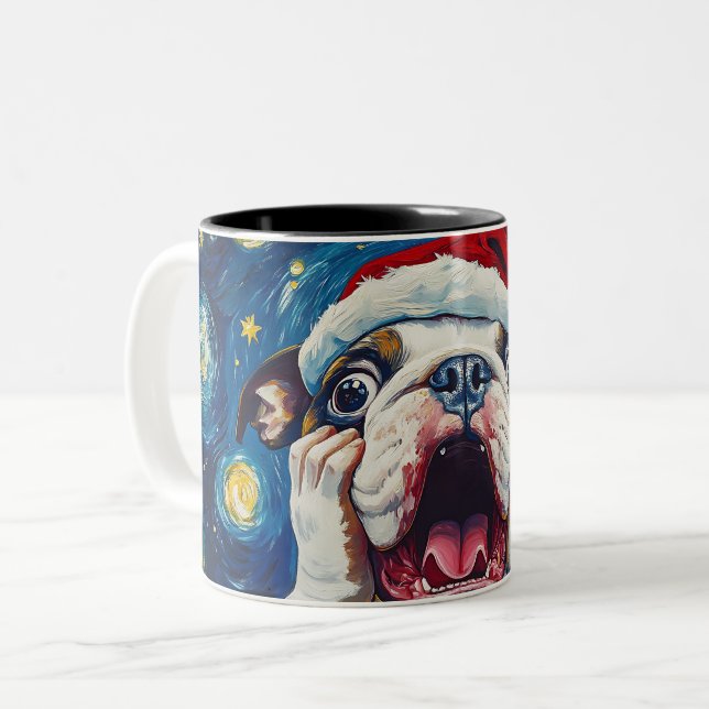 Funny Christmas dog Mugs Wird Merry Christmas Mug Zweifarbige Tasse (Vorderseite Links)
