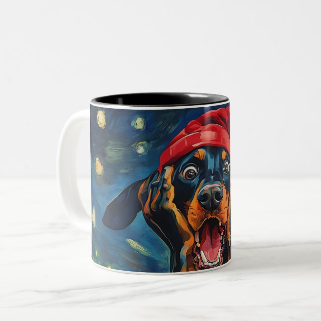 Funny Christmas dog Mugs Wird Merry Christmas Mug Zweifarbige Tasse (Vorderseite Links)