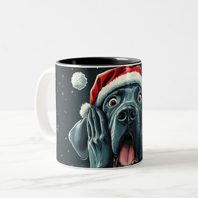 Funny Christmas dog Mugs Wird Merry Christmas Mug Zweifarbige Tasse (Vorderseite Links)