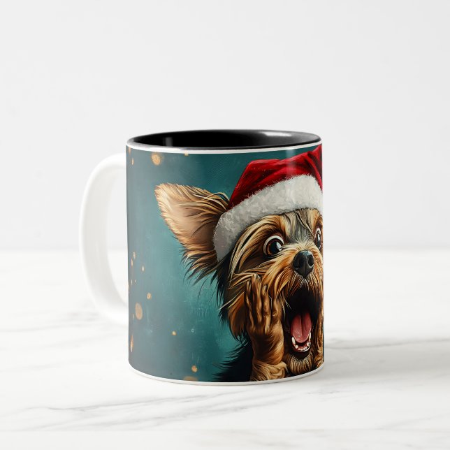 Funny Christmas dog Mugs Wird Merry Christmas Mug Zweifarbige Tasse (Vorderseite Links)