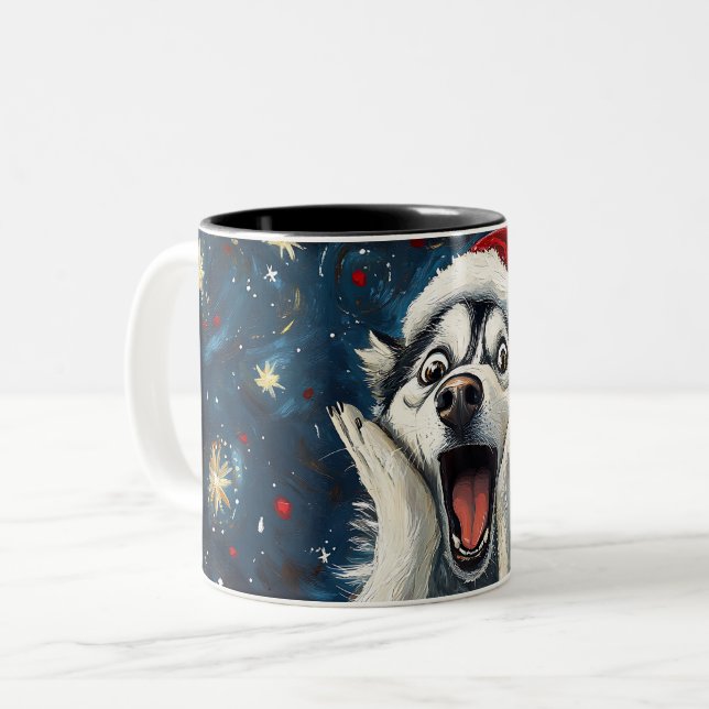 Funny Christmas dog Mugs Wird Merry Christmas Mug Zweifarbige Tasse (Vorderseite Links)